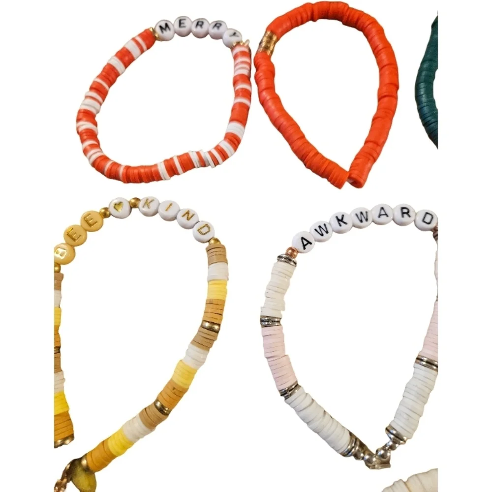 Lot 10 Piece Heishi handmade stretch bracelets